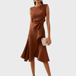 Produktbild – Eleanor – Draperad Asymmetrisk Midiklänning För Dam