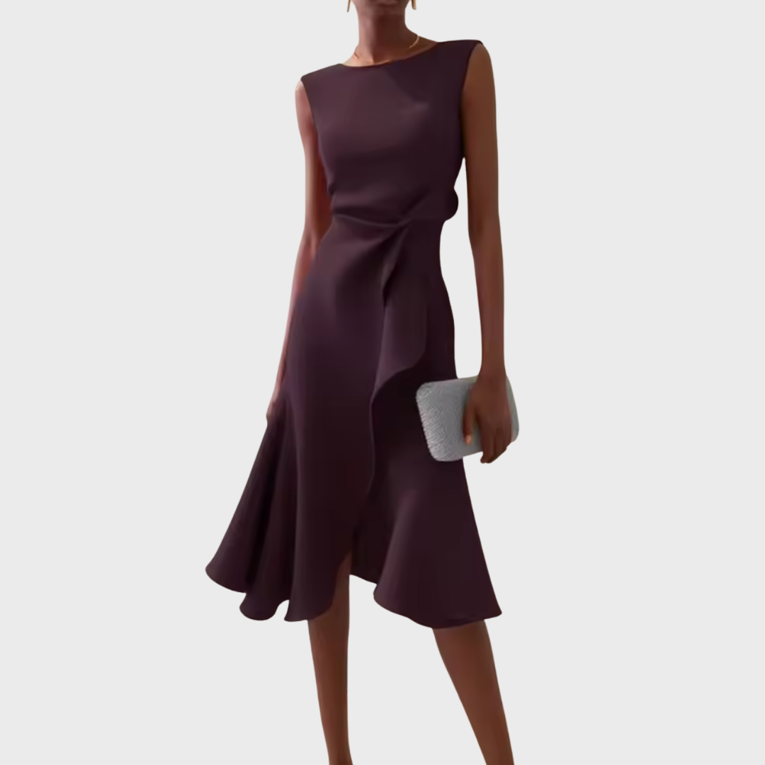 Produktbild – Eleanor – Draperad Asymmetrisk Midiklänning För Dam