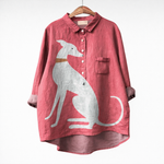 Maja | Elegant blus med hundmotiv, 1+1 på köpet