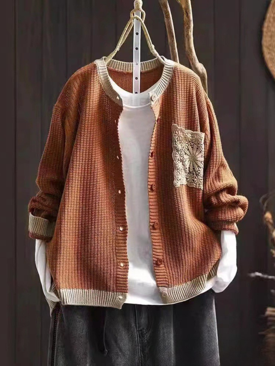 Sandrine | Våffelstickad cardigan med fickor