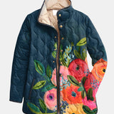 Camille | Quiltad jacka med målade blommor