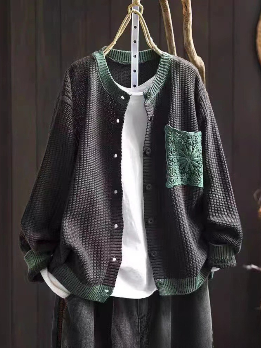 Sandrine | Våffelstickad cardigan med fickor