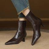 Eleganta ankelboots i läder med klack