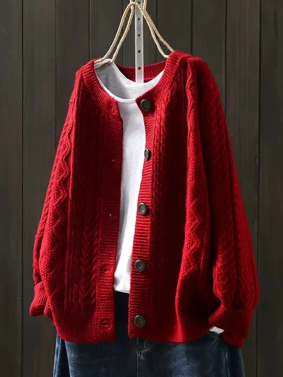 Sophie | Kabelstickad cardigan med rund hals