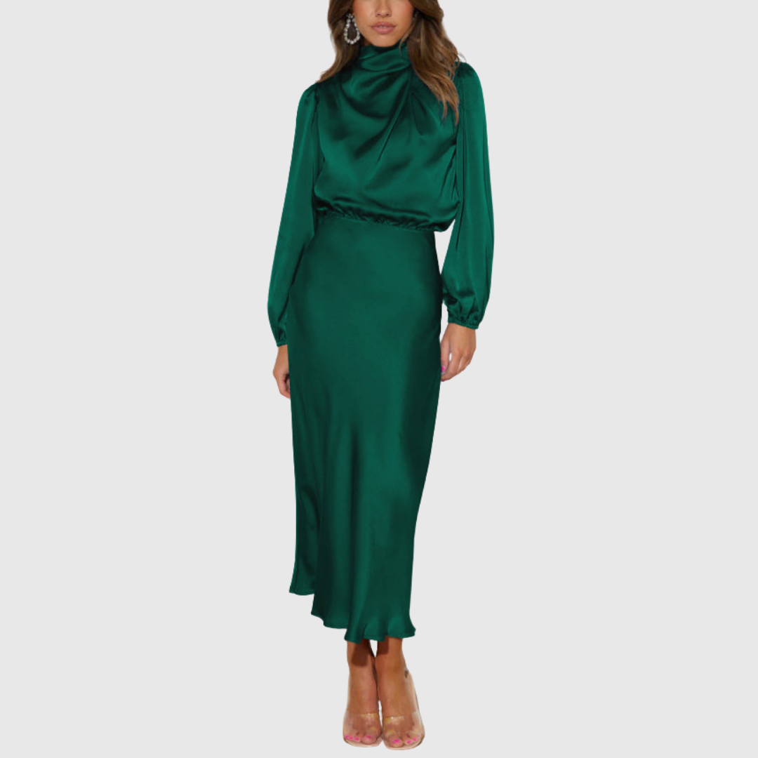 Produktbild – Maristella – Lyxig Satin Maxi Klänning
