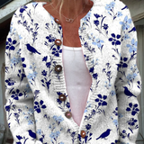 Léa | Cardigan med fåglar och blommor