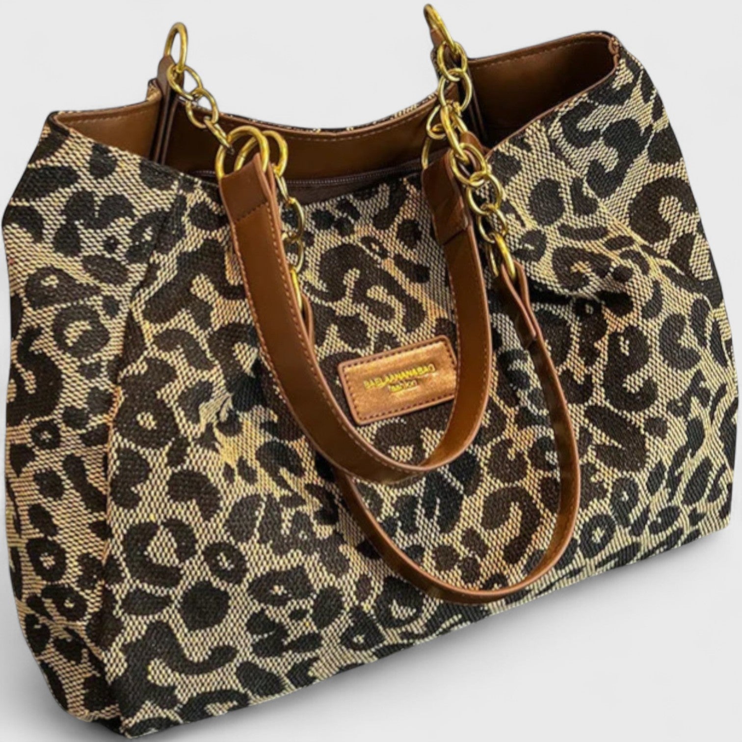 Leona | Shoppingväska i canvas med leopardmönster