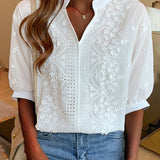 Ella | Elegant vit blus med puffärmar