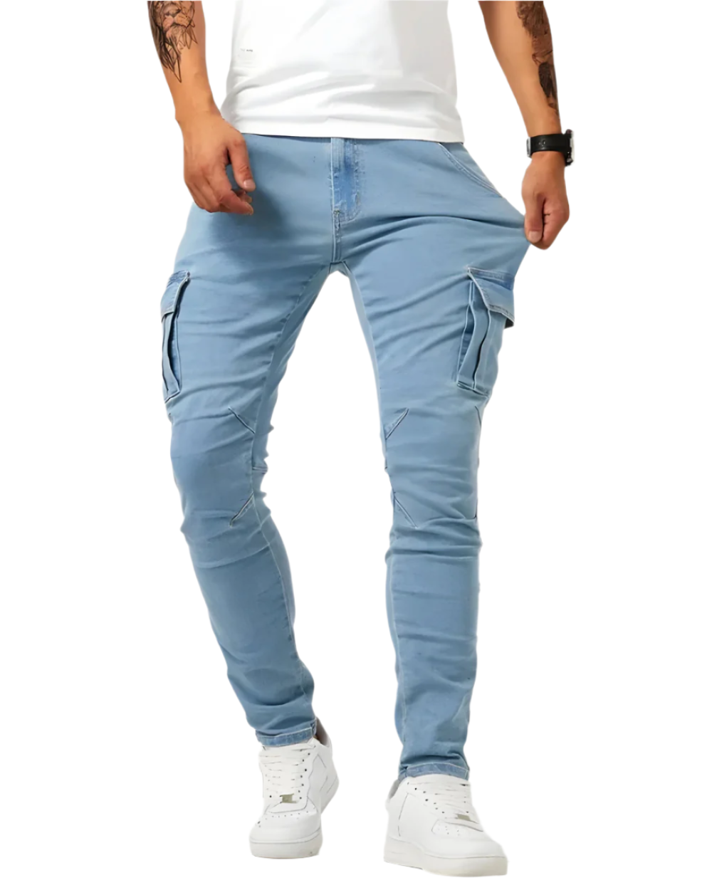 Stretchiga cargobyxor med flexibel passform
