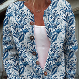 Margot | Blå blommig toile de Jouy-cardigan
