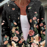 Monique | Svart blommig cardigan