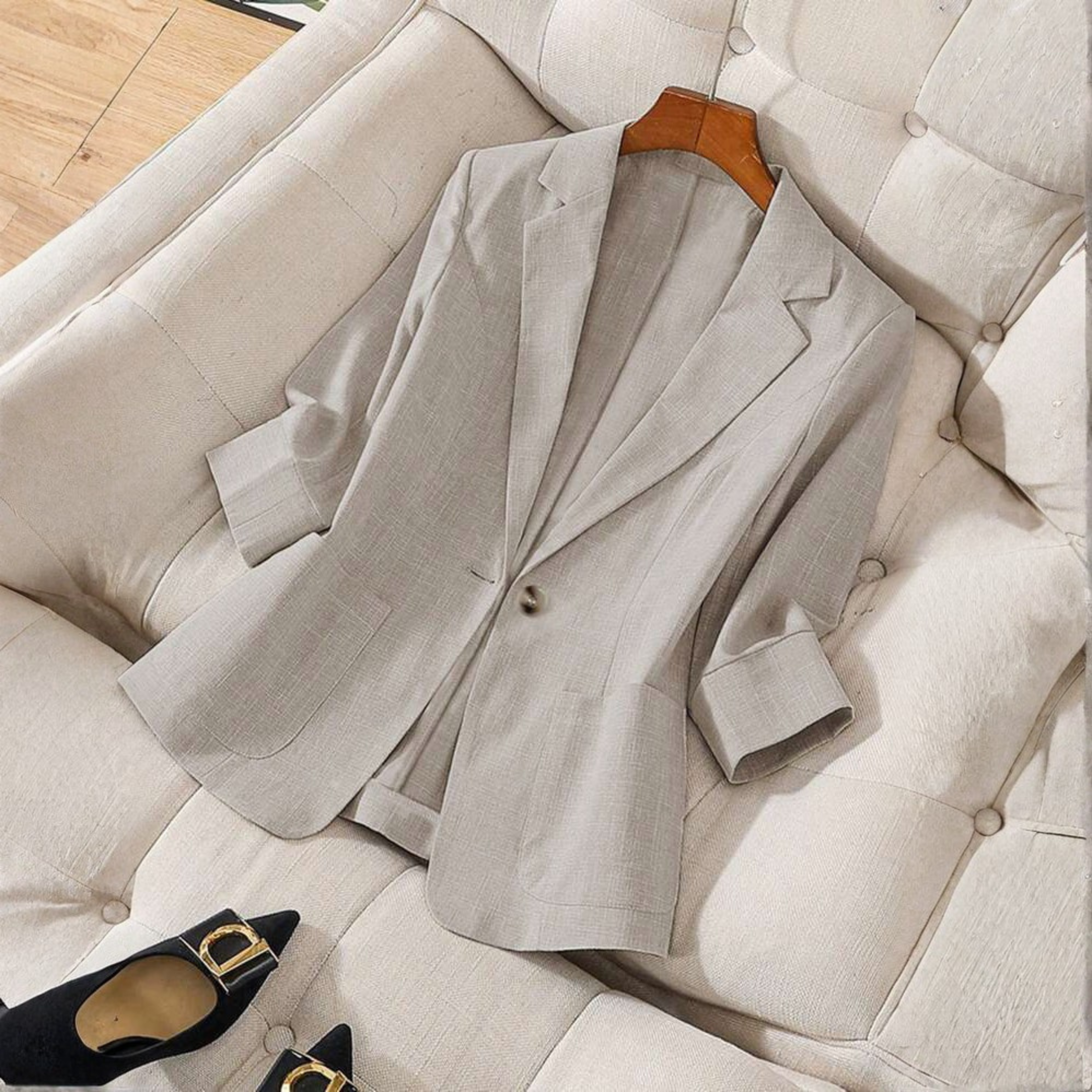 Produktbild – Gillian – Elegant Knappar Framsidan Långärmad Kontors Blazer Kappa