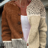 Catherine | Cardigan med färgblock i terrakotta