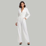 Produktbild – Elizabeth – Kvinno-jumpsuit med krage och vida ben