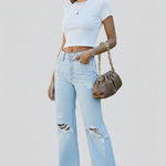 Produktbild – Kimberly – Damens Vida Distressed Högmidjade Jeans