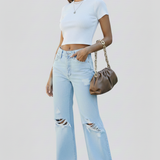 Produktbild – Kimberly – Damens Vida Distressed Högmidjade Jeans