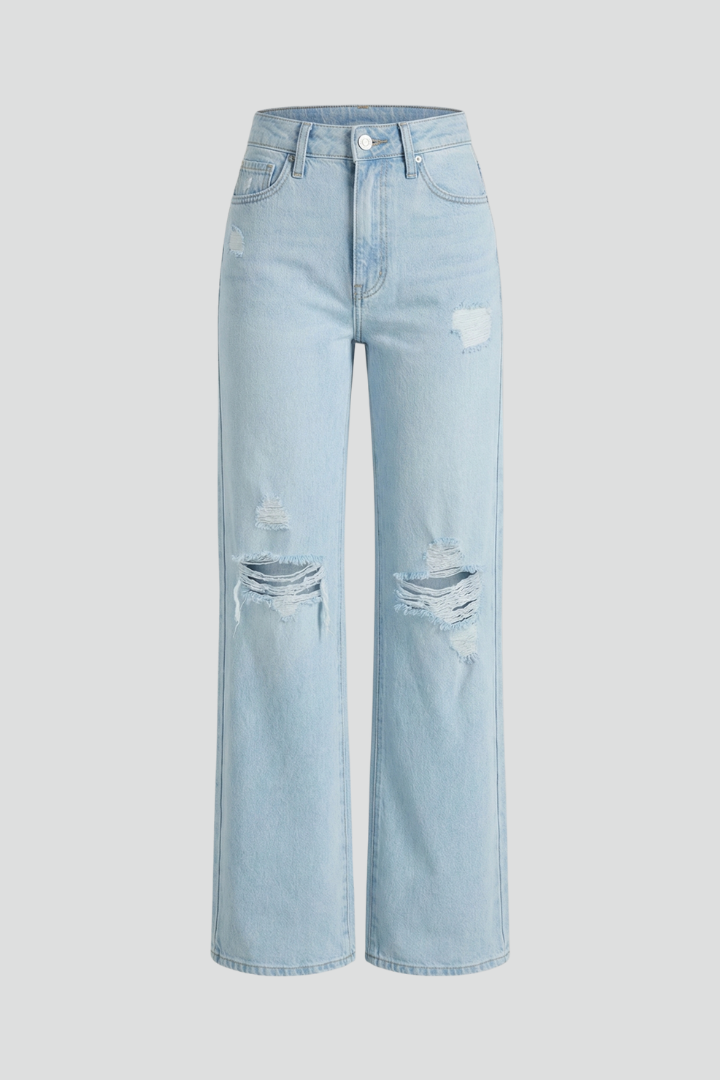 Produktbild – Kimberly – Damens Vida Distressed Högmidjade Jeans