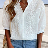 Ella | Elegant vit blus med puffärmar
