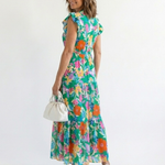 Lila | Utsvängd blommig midiklänning