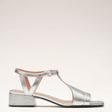 Nicole | Silverfärgade sandaler med stabil klack