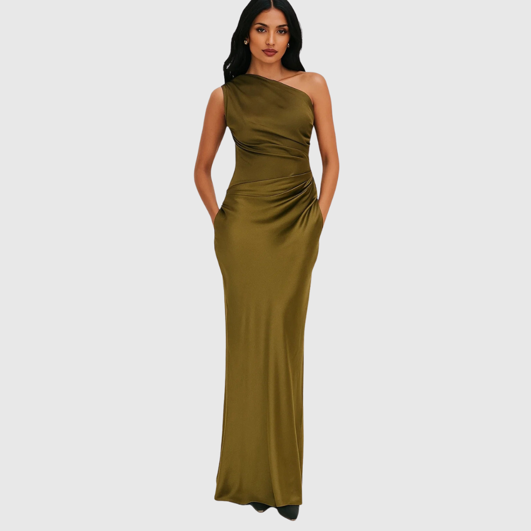 Produktbild – Elara – Satin Asymmetrisk Aftonklänning