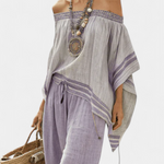 Produktbild – Zandrel – Elegant Off-Shoulder Top & Vida Byxor med Rand