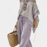 Produktbild – Zandrel – Elegant Off-Shoulder Top & Vida Byxor med Rand