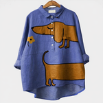 Maja | Elegant blus med hundmotiv, 1+1 på köpet
