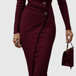 Produktbild – Luned – Burgunder Wrap-Style Knappt Midi Klänning