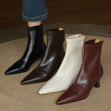 Eleganta ankelboots i läder med klack