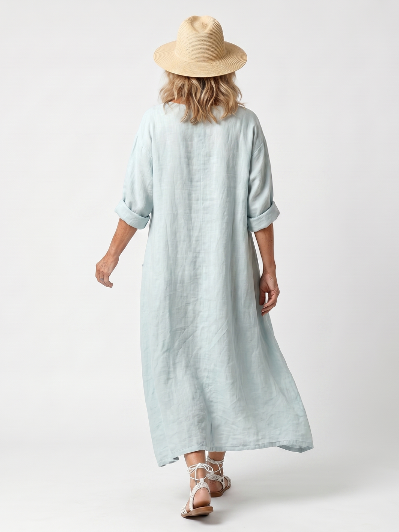 Claire | Broderad midiklänning med fickor