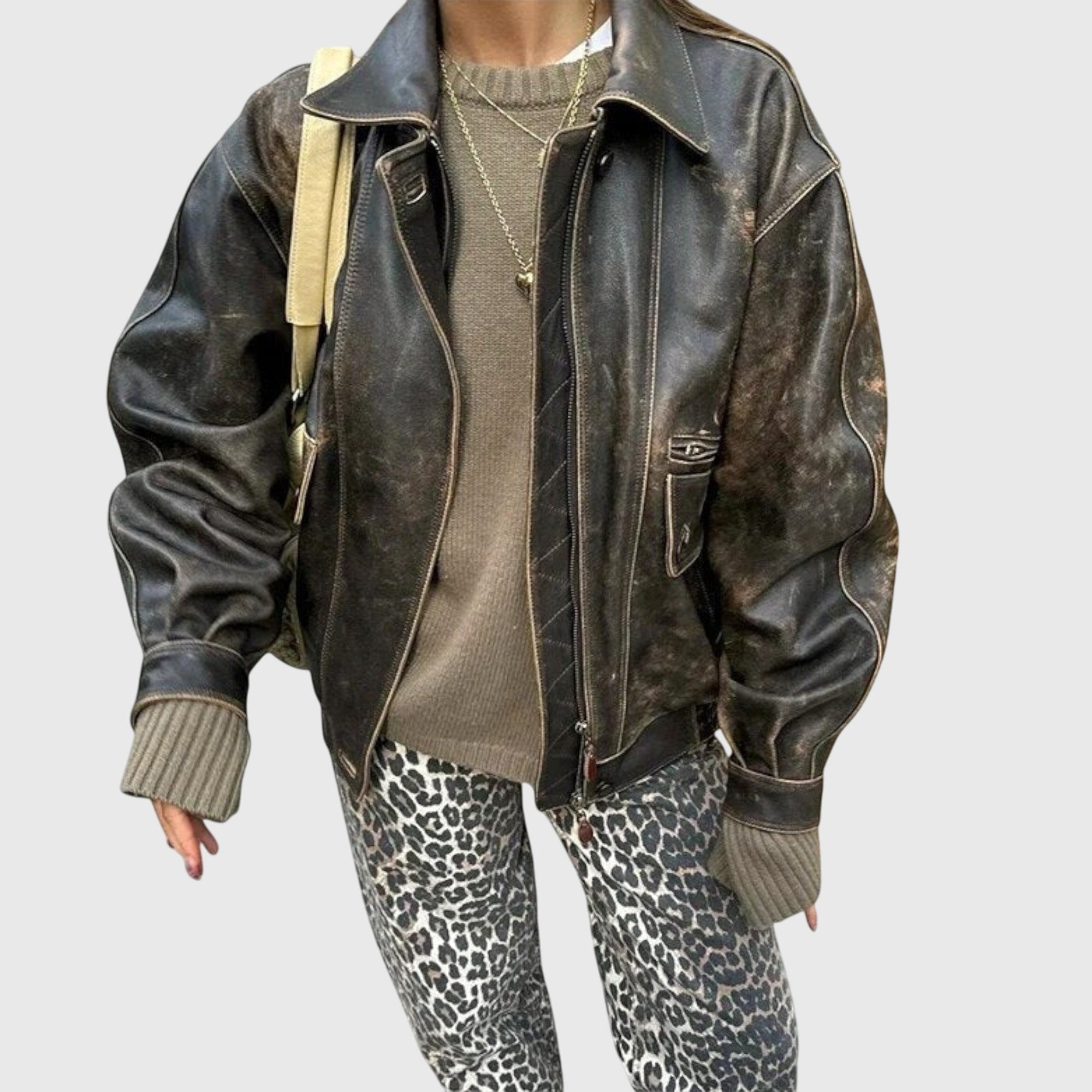 Produktbild – Chandra – Vintage Jeans med Leoprint