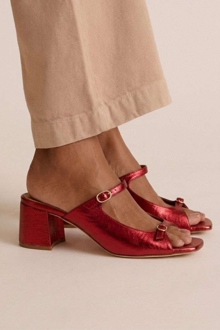 Monique | Tvåfärgade sandaler med blockklack