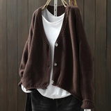 Élina | Grovstickad cardigan med V-ringning