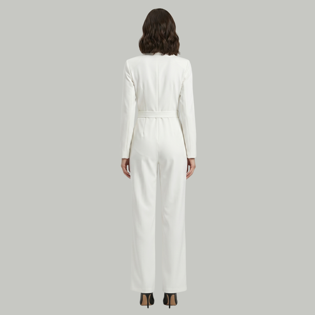 Produktbild – Elizabeth – Kvinno-jumpsuit med krage och vida ben
