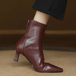 Eleganta ankelboots i läder med klack