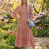 Chloé | Geometriskt mönstrad midiklänning med volanger