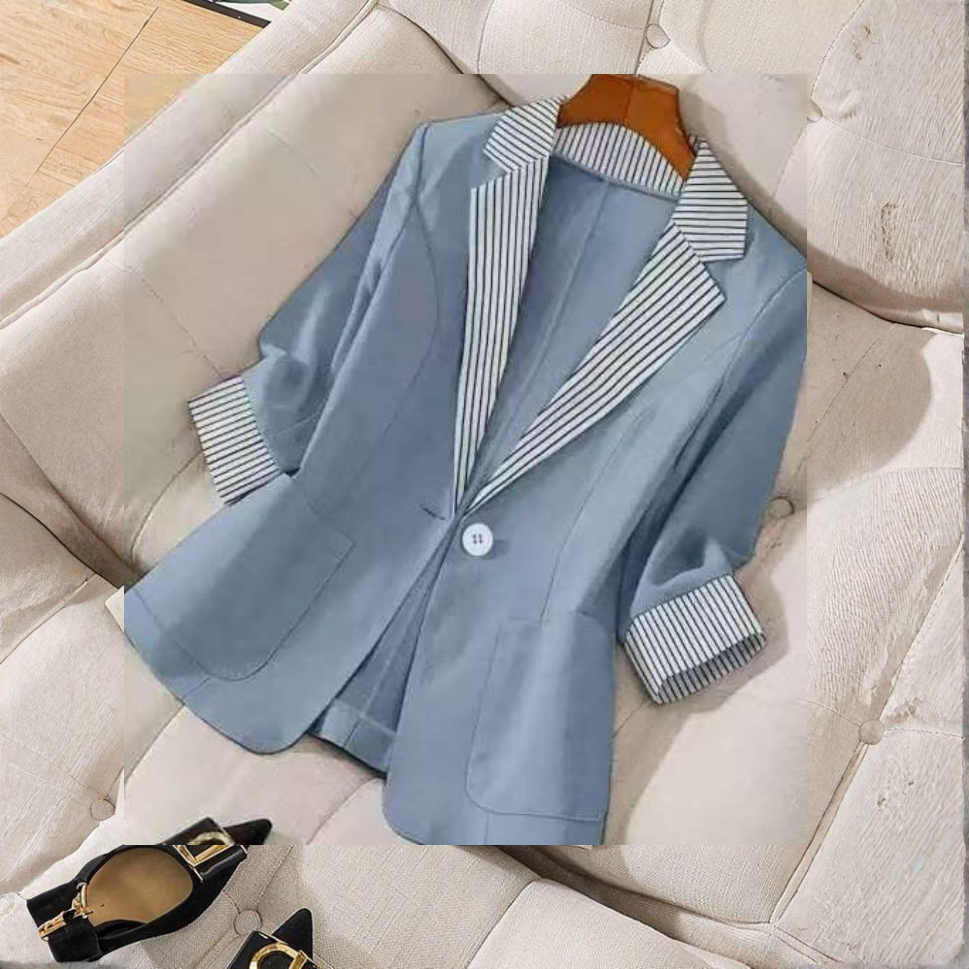 Produktbild – Gillian – Elegant Knappar Framsidan Långärmad Kontors Blazer Kappa
