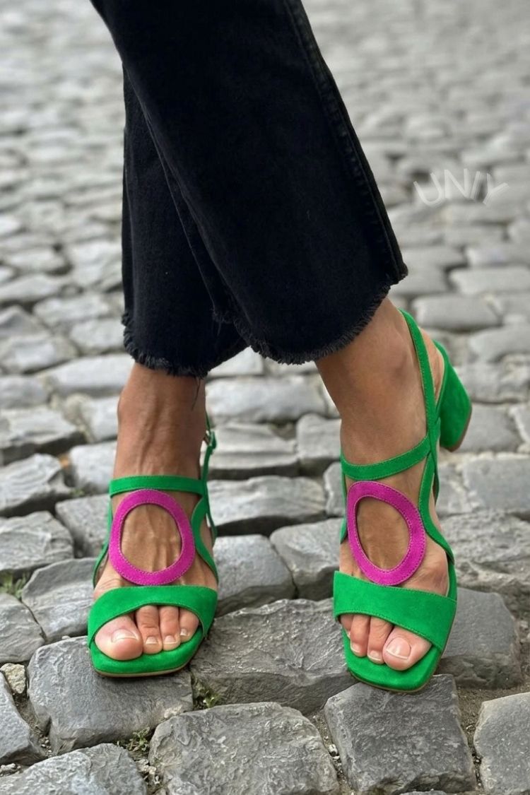 Lucie | Sandaler med blockklack och ringdetalj