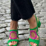 Lucie | Sandaler med blockklack och ringdetalj