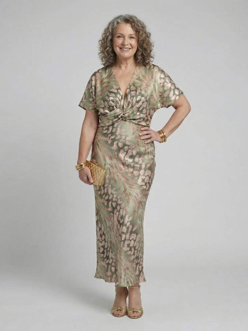 Coralie | Midiklänning med abstrakt mönster