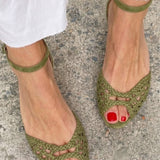 Pauline | Guldfärgade flätade sandaler
