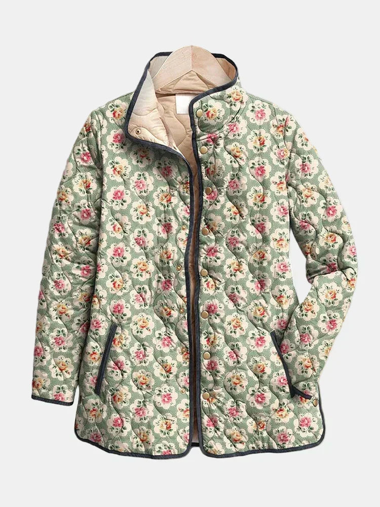Amélie | Quiltad jacka med blommig gobelänglook