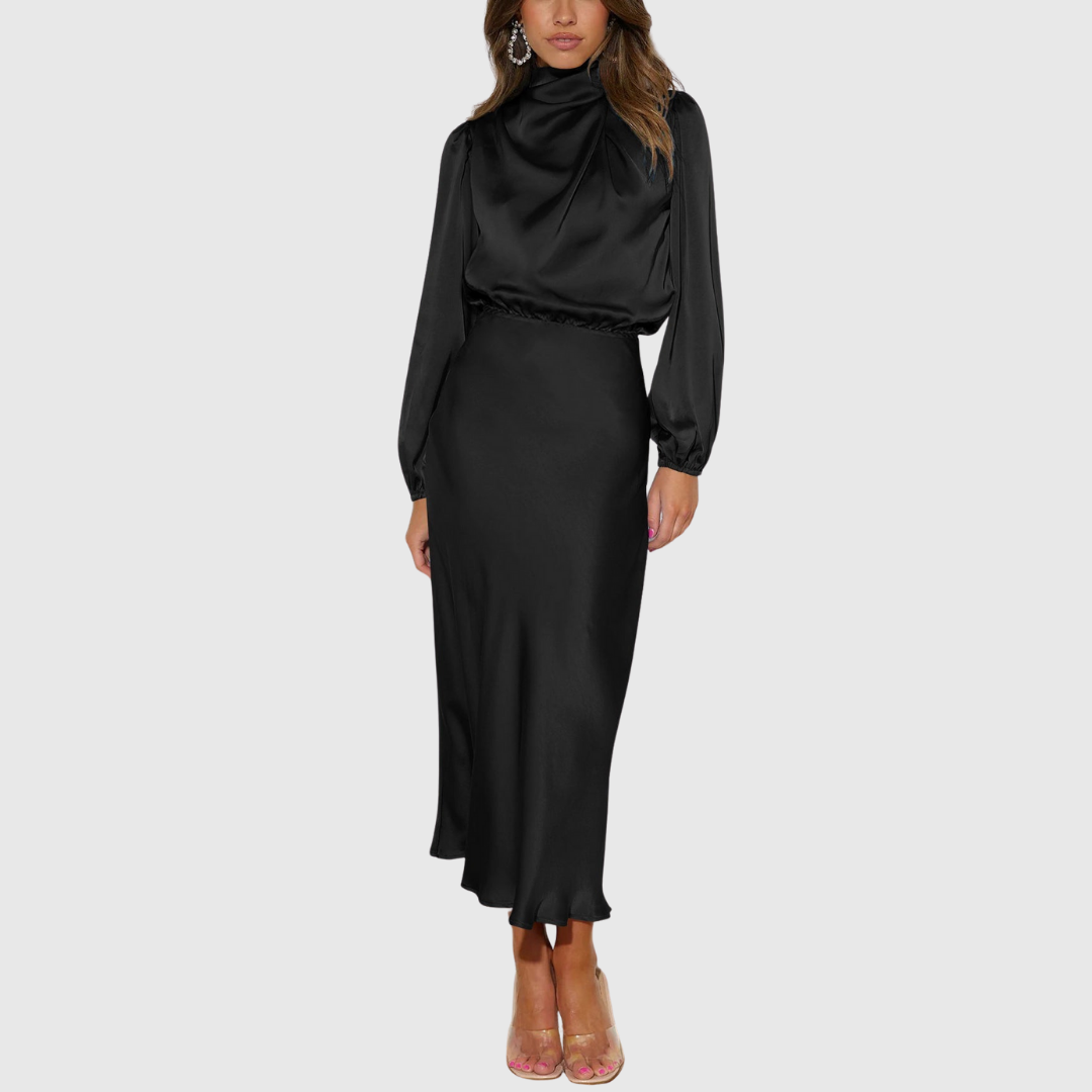 Produktbild – Maristella – Lyxig Satin Maxi Klänning