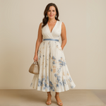 Produktbild – Emma – Damens Flowy Ärm-lös Sommar Maxi Klänning