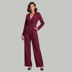 Produktbild – Elizabeth – Kvinno-jumpsuit med krage och vida ben