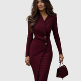 Produktbild – Luned – Burgunder Wrap-Style Knappt Midi Klänning