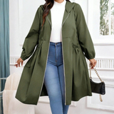 Produktbild – Avril – Avslappnad Plus Size Dragkedja Med Huva Långärmad Kappa