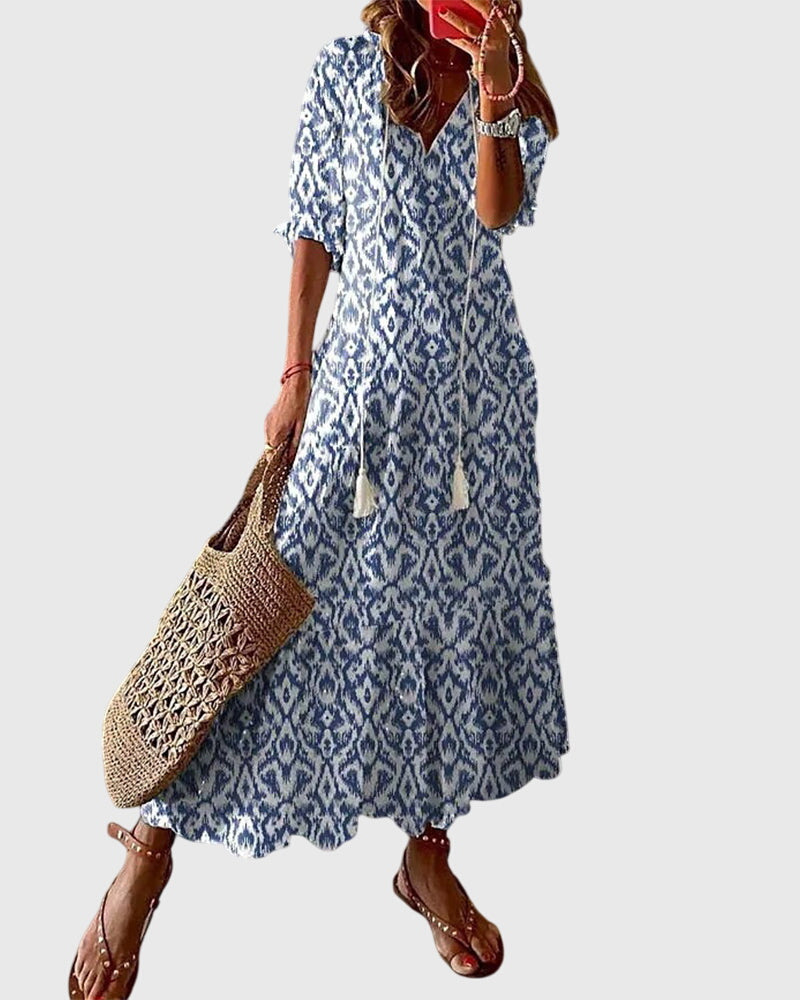 Produktbild – Amalia – Boho Vintage Sommarklänning
