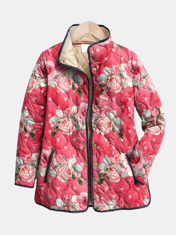 Christine | Quiltad jacka med puderrosa rosor